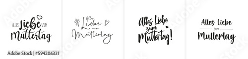 "Alles Liebe zum Muttertag" in Kalligraphie- bzw. Schönschrift; alle Buchstaben einzeln selektierbar