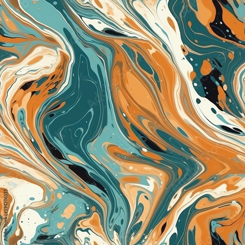 Fluid marble trance in with an theoretical touch for print and organize. Seamless pattern, AI Generated