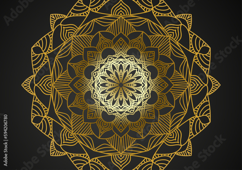 luxury ornamental mandala design background in gold color