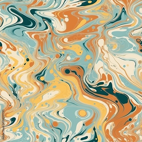 Hypothetical shape fluid marble organize for printing and organize. Seamless pattern, AI Generated