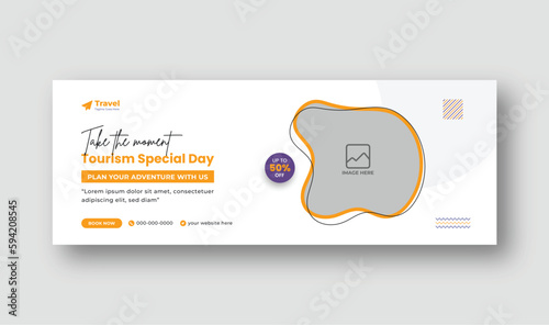 Travel social media Facebook cover web banner template.