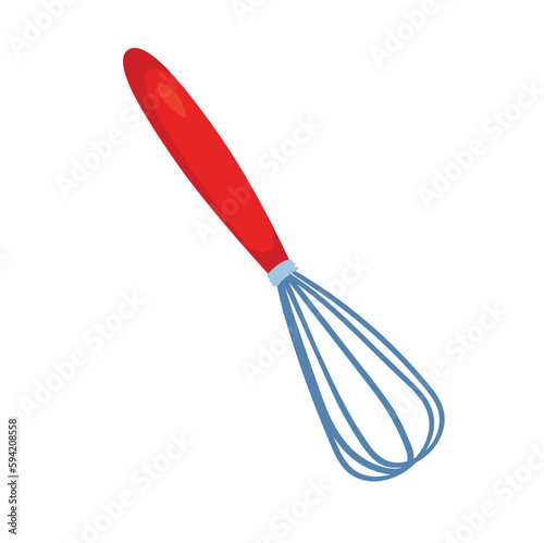 Concept Cooking whisk. The illustration depicts a flat, vector, cartoon-style design of a whisk for cooking bakery on a white background. Vector illustration.