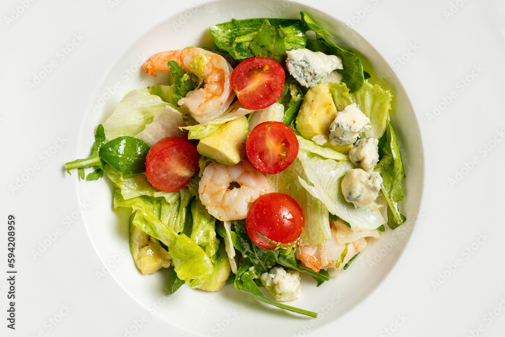 Salad with shrimp and dor blue cheese Salad with shrimp and dor blue cheese