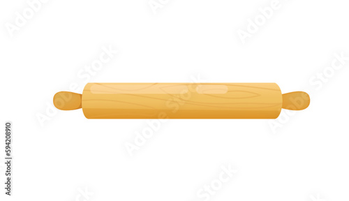 Concept Cooking rolling pin. This is an illustration of a rolling pin used in baking, designed with a flat, vector style. Vector illustration.
