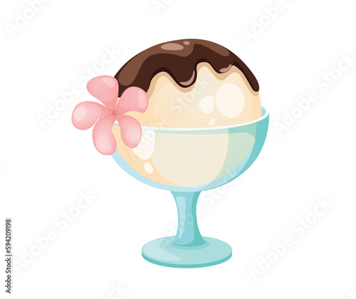 Concept Ice-cream. This illustration depicts a flat vector cartoon design of a delicious ice cream dessert on a white background. Vector illustration.