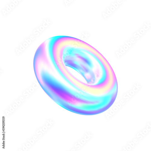 3d geometric shape. Hologram figure torus isolated background.Vector realistic illustration.