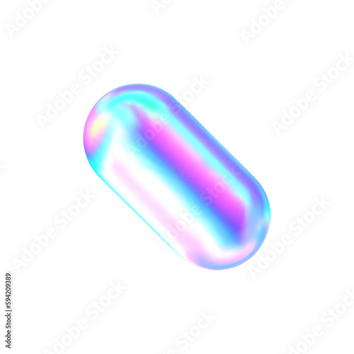 3d geometric shape . Hologram capsule figure isolated background.Vector realistic illustration.