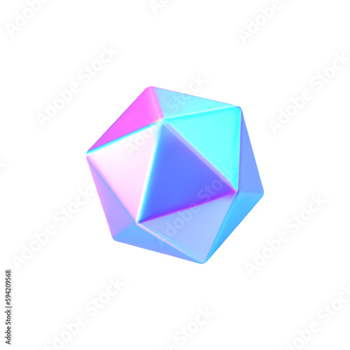 3d geometric shape . Hologram platonic figure isolated background.Vector realistic illustration.