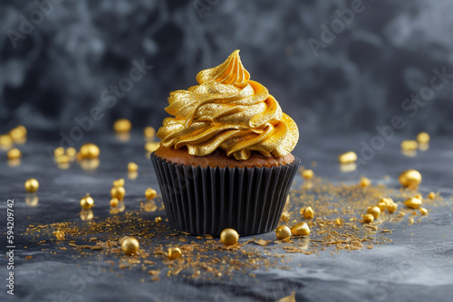 Tasty 3d cupcake. Super photo realistic background, generative ai illustration