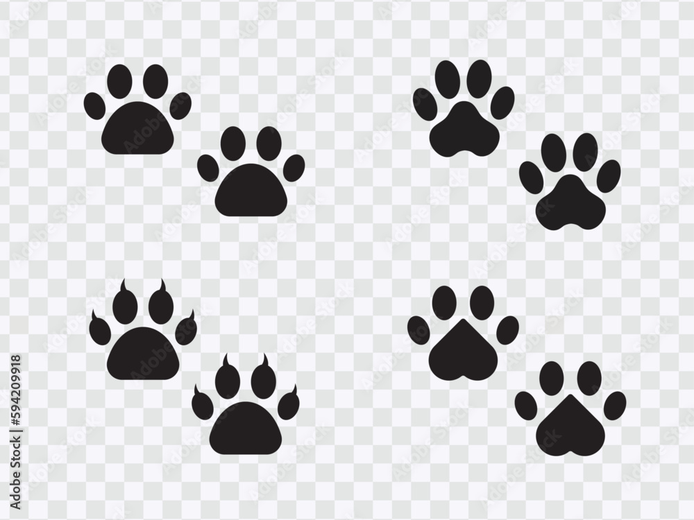 Dog or cat footprint vector icon illustration, animal paw print