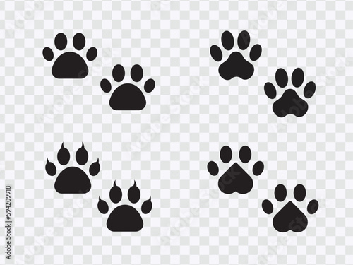 Dog or cat footprint vector icon illustration, animal paw print isolated on transparent background.