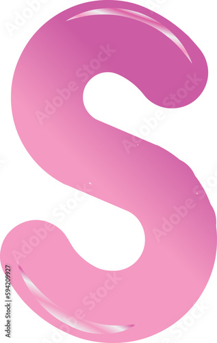 Pink bold alphabet letter S