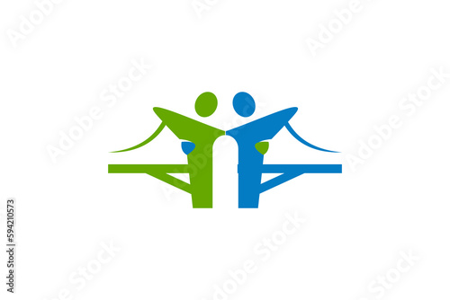 People Bridge cooperation logo design template element vector