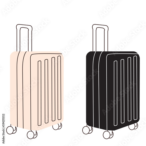 suitcase in doodle style with silhouette isolated