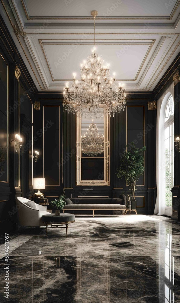 luxurious interior design. hotel interior with marble. Generative AI