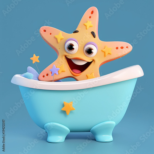 funny starfish in the bath, Generative AI