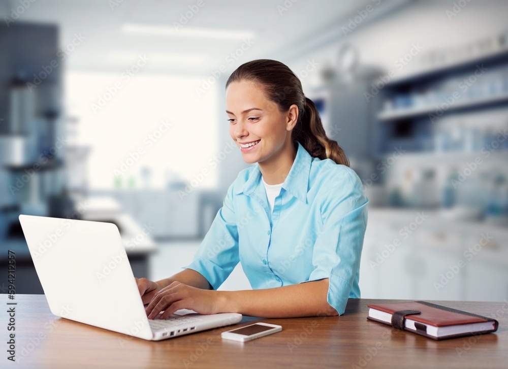 Portrait of young female working at home Portrait of young female working at home