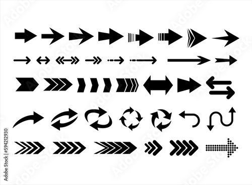 Collection of different  arrows black icons vector illustration