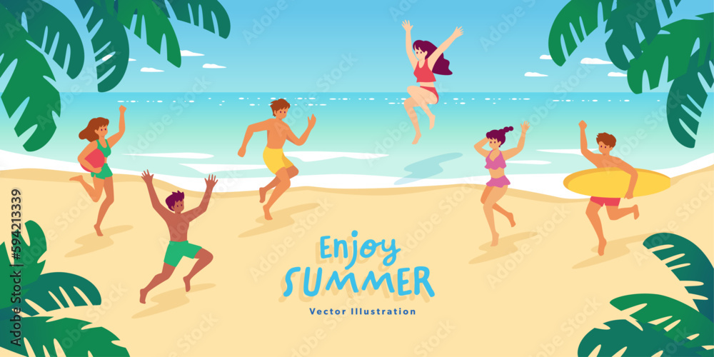 Scenery of people enjoying summer on the beach Scenery of people enjoying summer on the beach