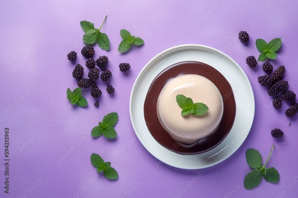 Tasty panna cotta dessert. Super photo realistic background. Generative ai illustration Tasty panna cotta dessert. Super photo realistic background. Generative ai illustration
