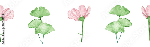 Wallpaper Mural Watercolor frame - illustration with flowers leaves elements, for wedding stationery, congratulations, wallpapers and more on white background. Torontodigital.ca