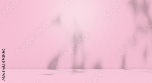 Pink Studio Room Cosmetic Product Background,Abstract Light Overlay Leaf Flower Shadow Spring on Table Template,Podium Summer Mockup Loft Minimal Kitchen Counter Bar Shefl Desk Space Place Gradient.