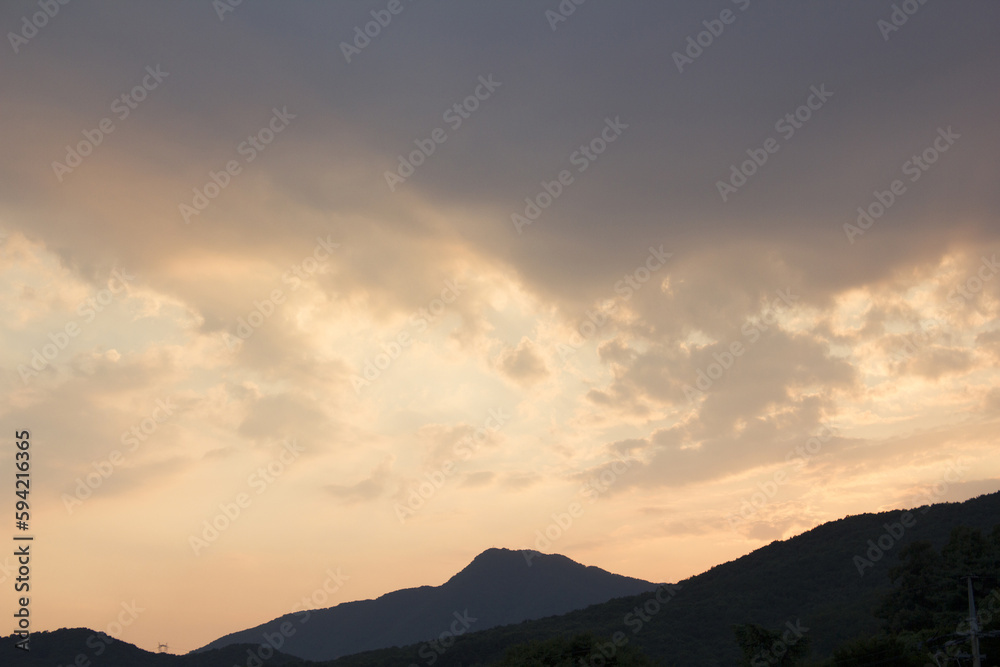 Vanilla sky and evening countryside