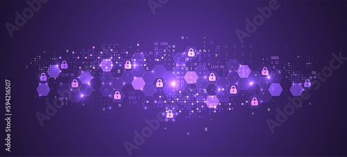 Secure digital background. Virtual confidential, programming protection.