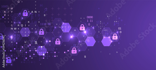 Secure digital background. Virtual confidential, programming protection.