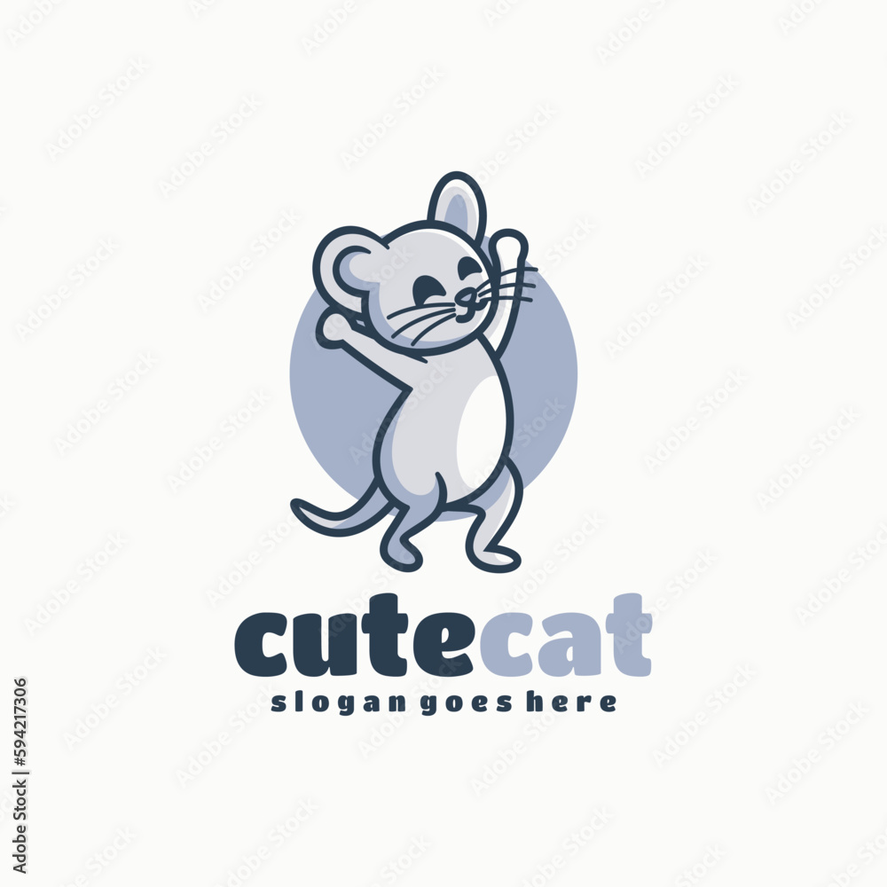 cute cat logo vector cartoon illustration