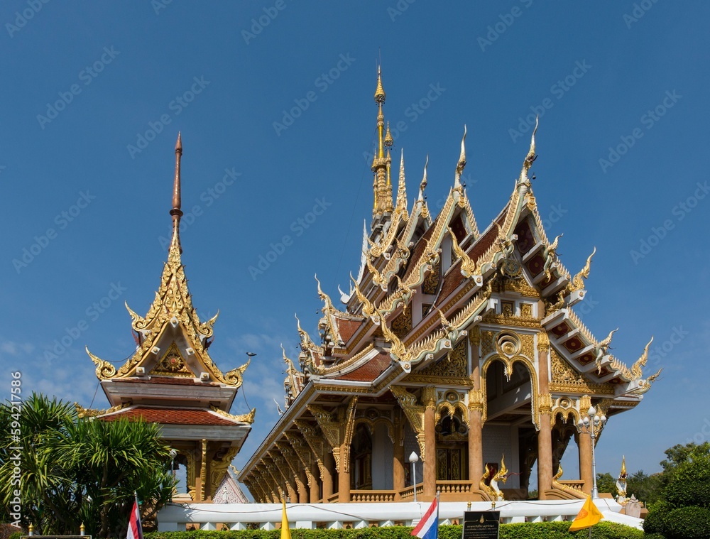 Naklejka premium Saint Bot of Wat Pa Saeng Arun, Khon Kaen, Isan, Thailand, Asia