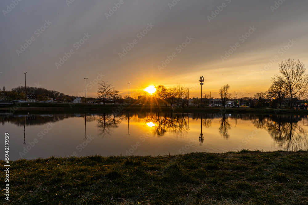 sunset on the lake