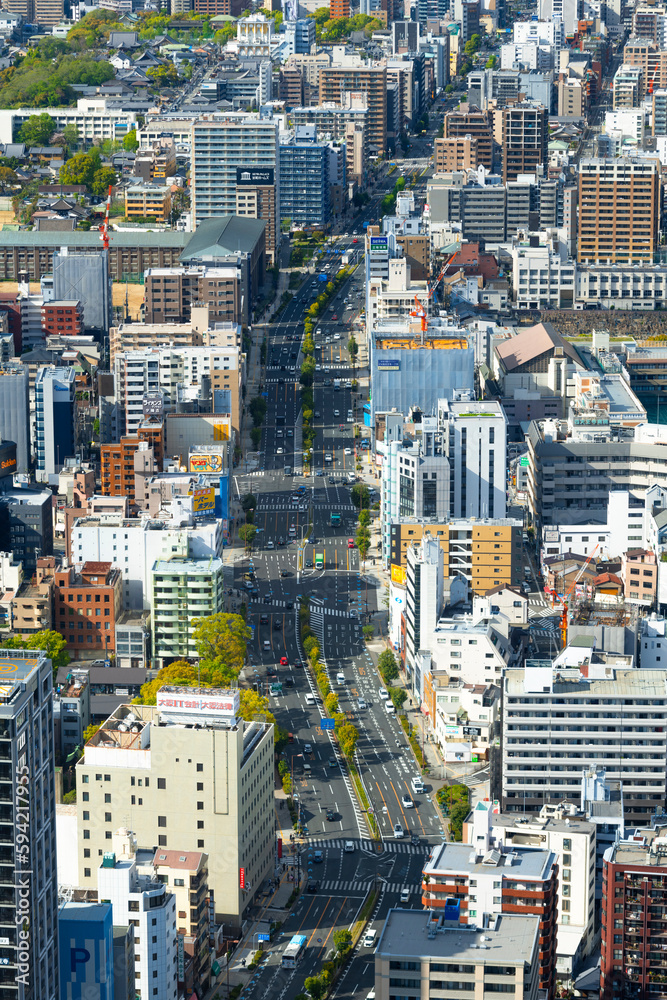 Fototapeta premium 大阪の谷町筋と街並み