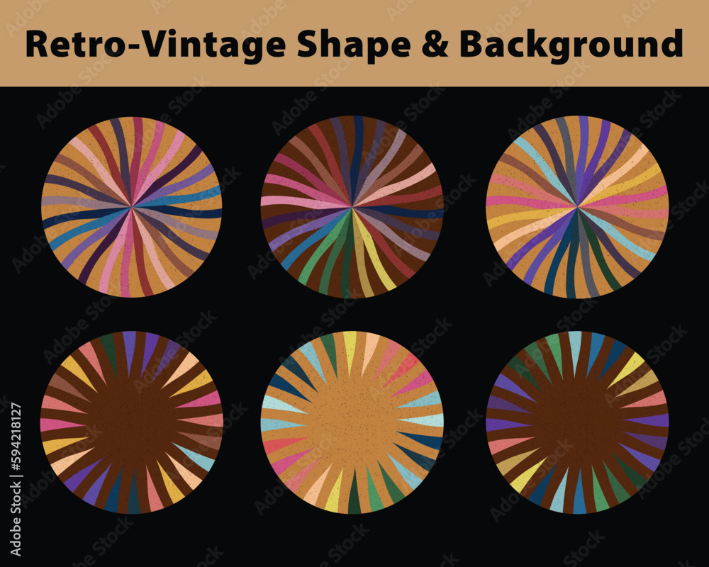 Trendy vintage retro badge, color, shape, frame, style, pattern, grunge background element, template