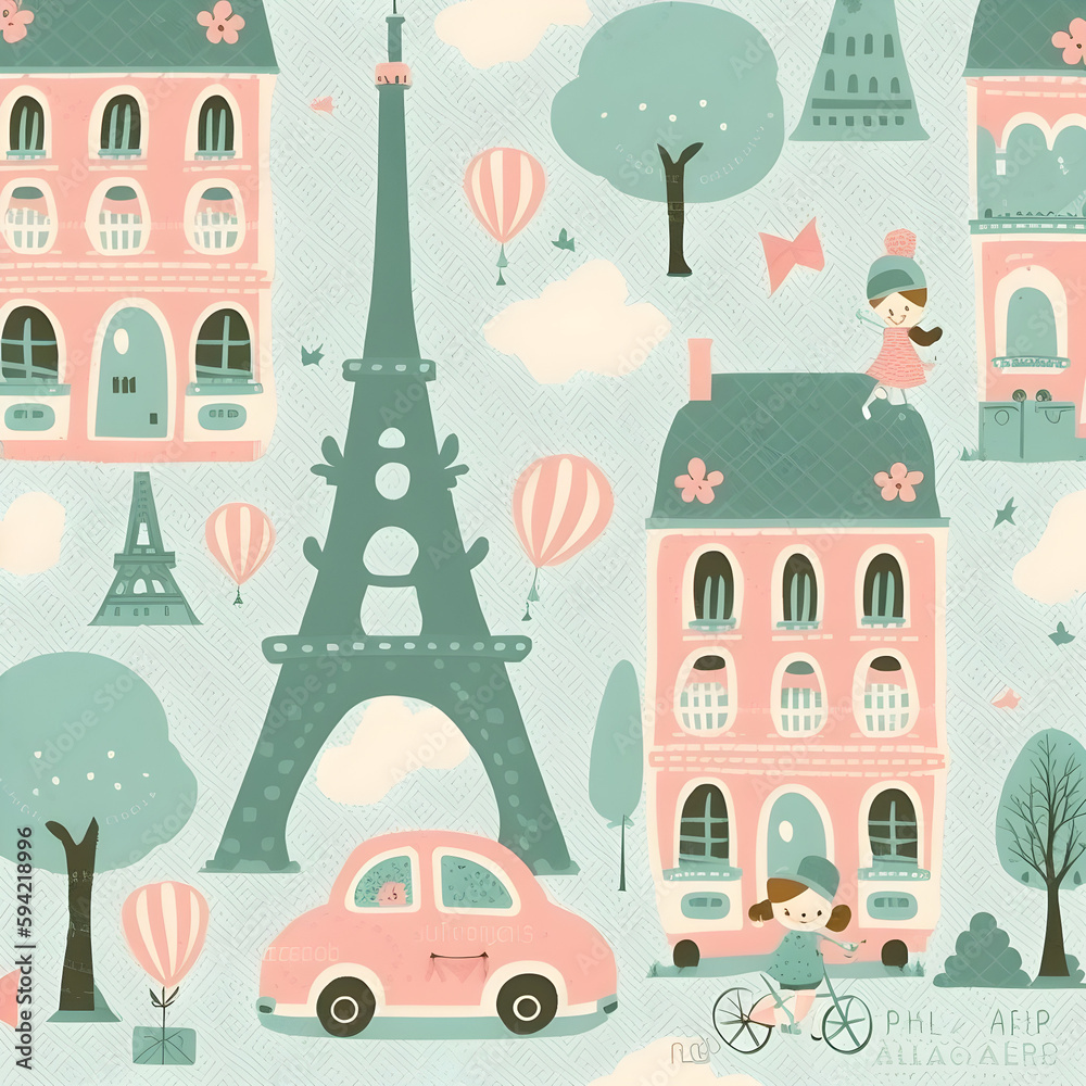 cute Paris print pattern for baby ai generated cute Paris print pattern for baby ai generated