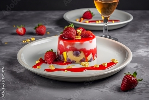 Tasty panna cotta dessert. Super photo realistic background. Generative ai illustration