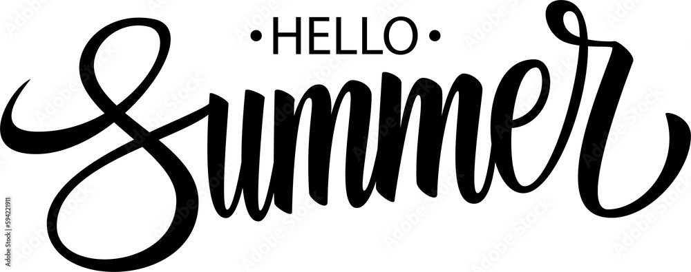 Hello Summer. Hand drawn lettering. Calligraphic element for Summer ...