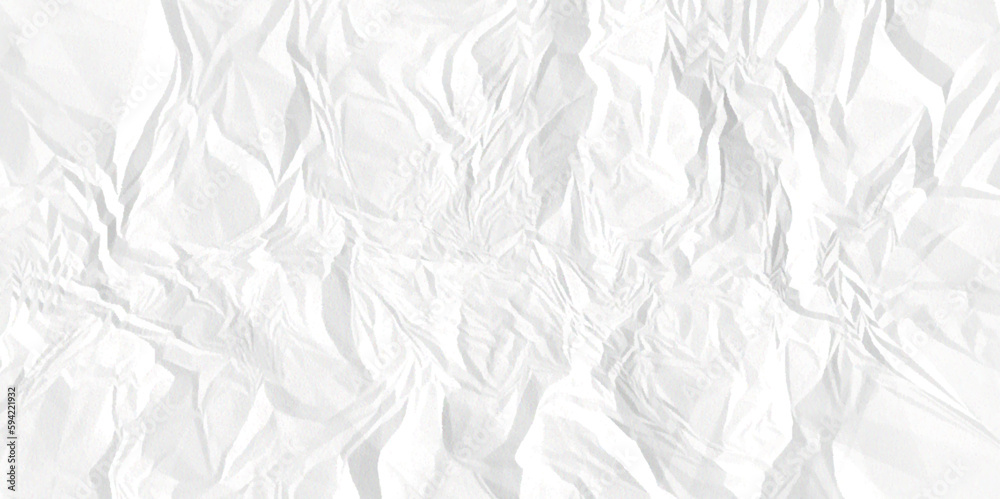 The texture of white crumpled paper. Crumpled white paper texture background. 