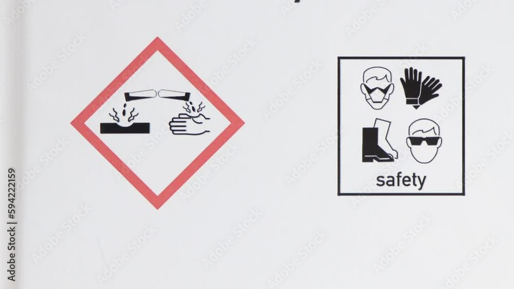sodium hydroxide, Hazardous chemicals and symbols on containers