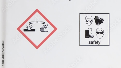 sodium hydroxide, Hazardous chemicals and symbols on containers, chemical in industry or laboratory 