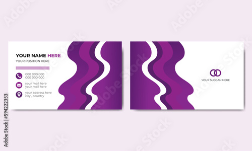 Purple business card design, modern and creative corporate double sided business card design .