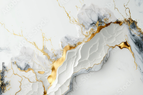 White and gold marble background. AI
