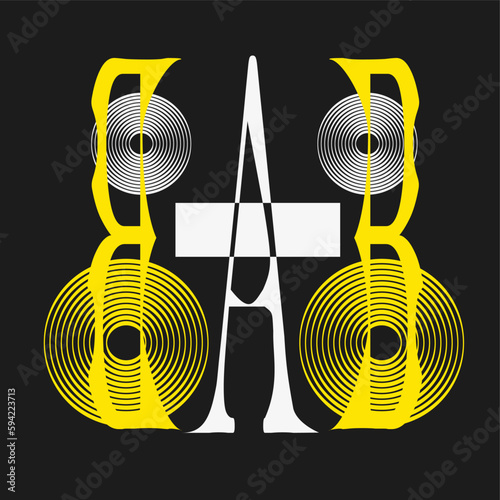Gothic Graphic Moth in Minimal Tone, Experimental Modern Style Illustration