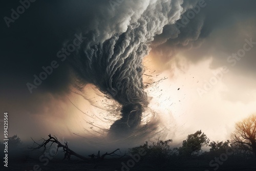 Fotografie, Obraz Capturing the Moment of a Catastrophic Tornado