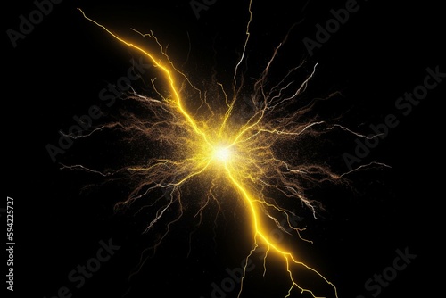 Wallpaper Mural a lightning bolt with a black background and a yellow lightning bolt in the center of the image