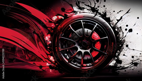 Abstract background with racing tire. Concept: speed and motorsports. Generative AI