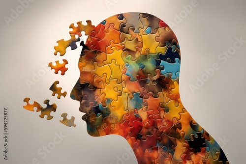 Mind puzzle head. Generate AI
