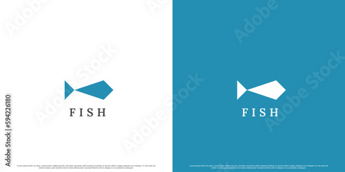 Simple fish modern logo design illustration. Simple minimalist flat fish geometric abstract silhouette. Perfect for fish market company business web app icon. Creative symbol fish form triangle.