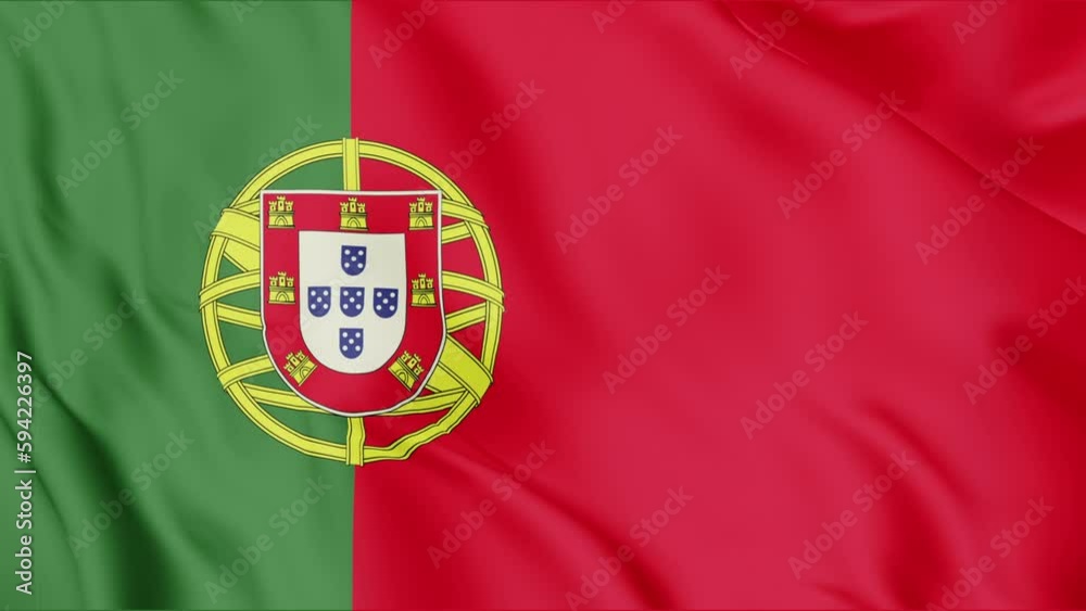 Portuguese flag waving in the wind. Portugal flag video.