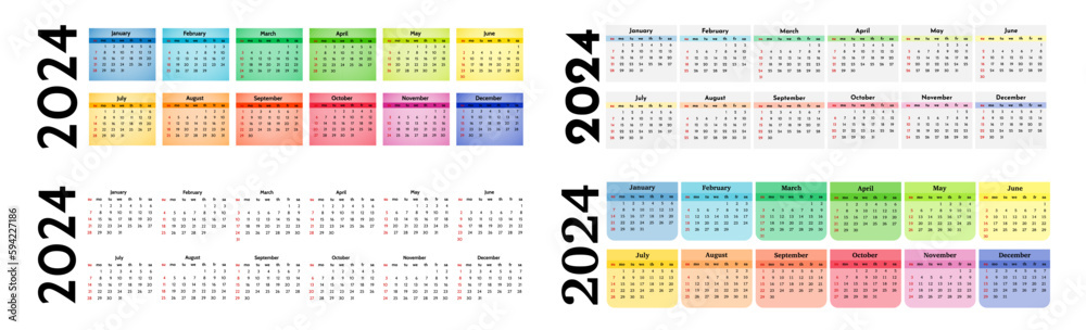 Calendar for 2024 isolated on a white background Calendar for 2024 isolated on a white background